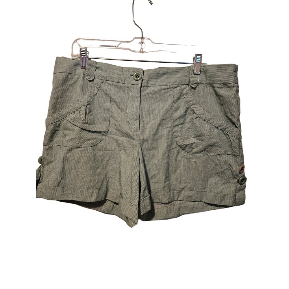 Anthropologie Elevenses Cotton lightweight green‎ shorts size 14
